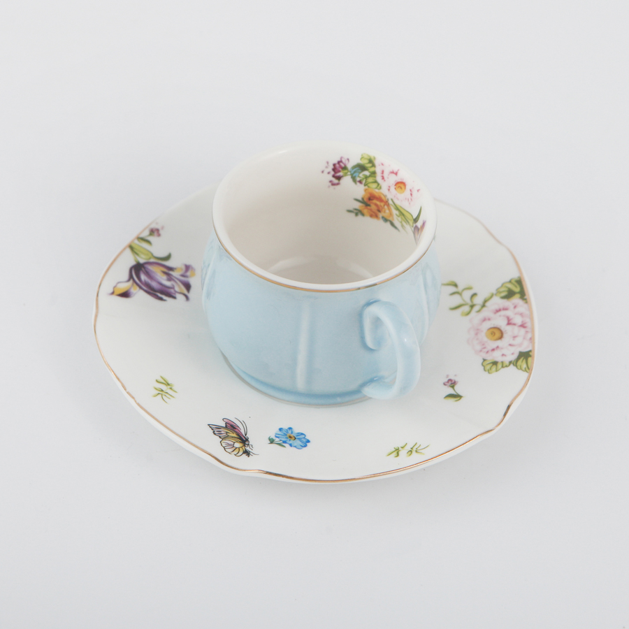 115ml Mmall Five Leaf Ceramic Cup And Saucer