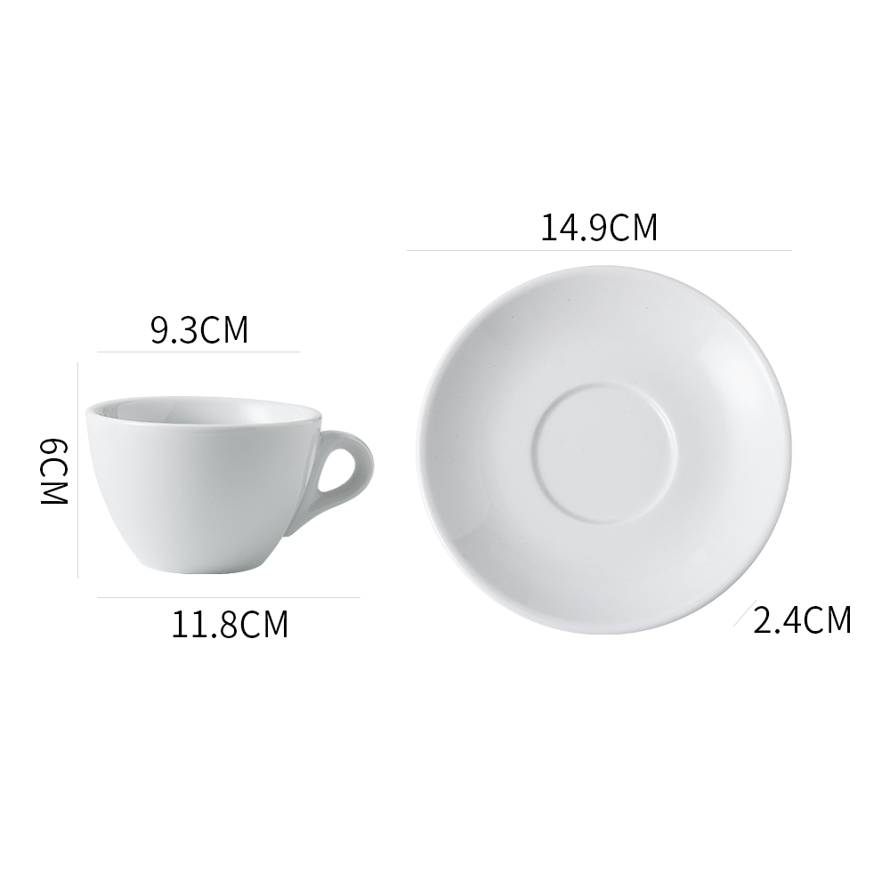 6 Piece Set Of White Ceramic Cups And Dishes