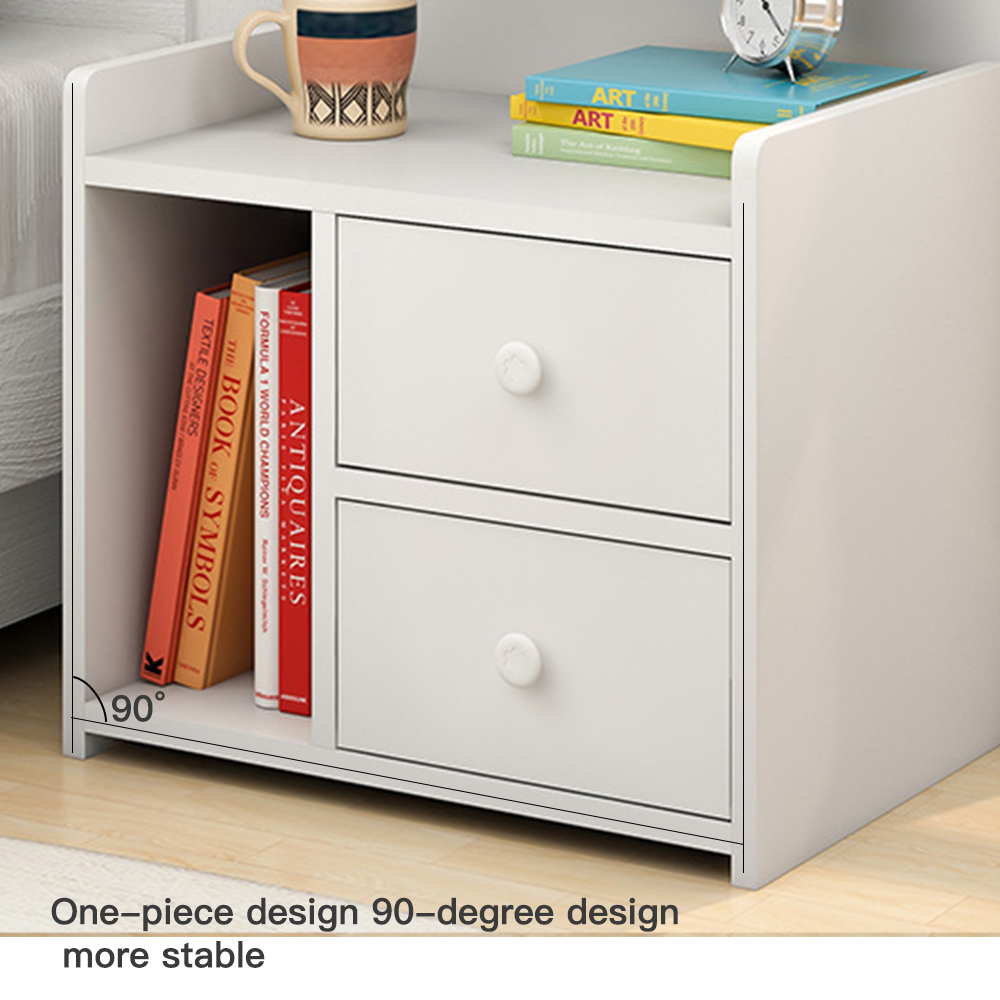 Sharpdo Nightstands, Home Bedside Storage Cabinet With Shelf And 2 Drawers White