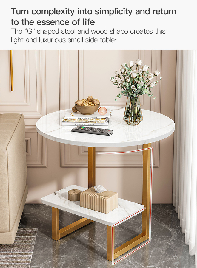 Sharpdo Side Table Sofa Coffee Table Tiving Room Tea Table Nordic Luxury G-shaped Double Layers Small Table
