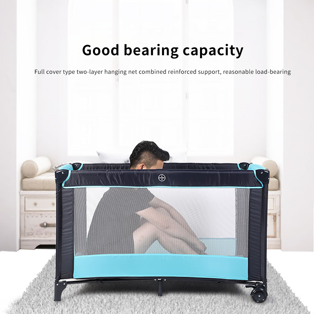 Baby Folding Bed (with Cushion, Wheels)