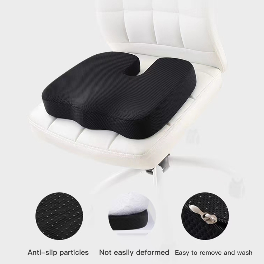 Gel Seat Cushion Back Cushion Set For Car Office Computer Chair Black