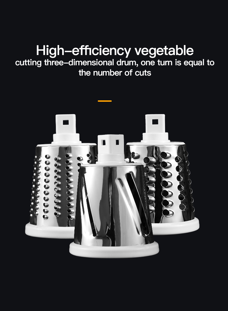 4-Piece Vegetable Slicer 3 in 1 Handheld Spiral Rotary Drum Slicer