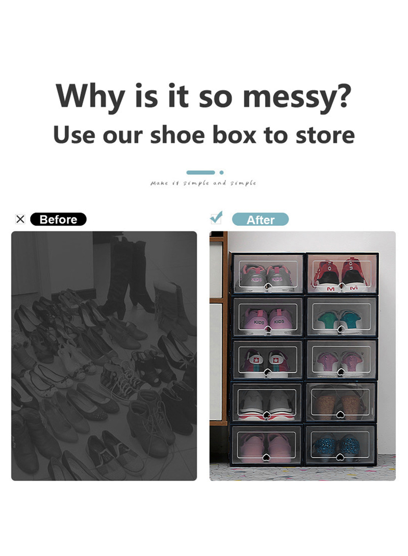 Three Transparent Dust-proof Combination Storage Shoe Boxes