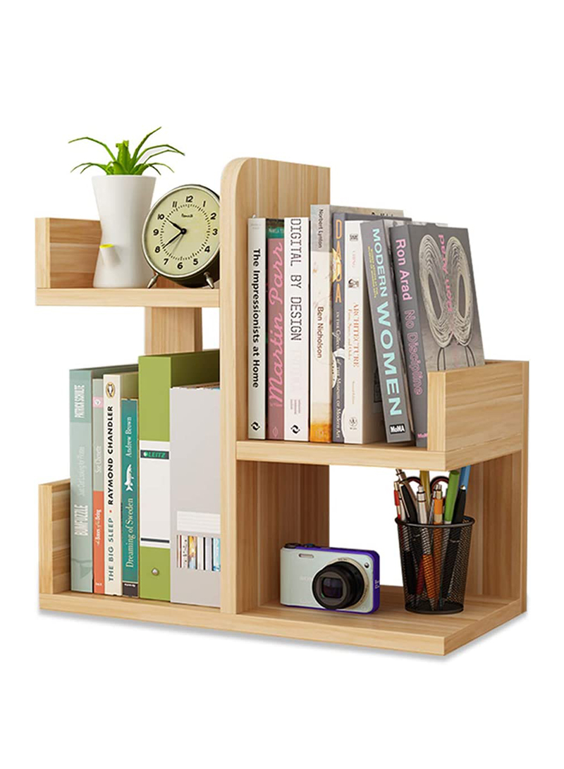 Wood Desktop Shelf Small Bookshelf Assembled Countertop Bookcase Literature Holder Accessories Display Rack Office Supplies Desk Organizer 40*17*41cm