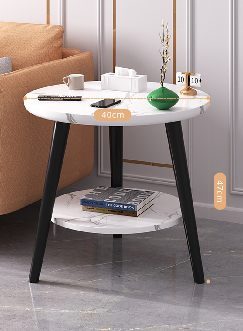 Light Luxury Living Room Double Layer Small Round Table Coffee Table