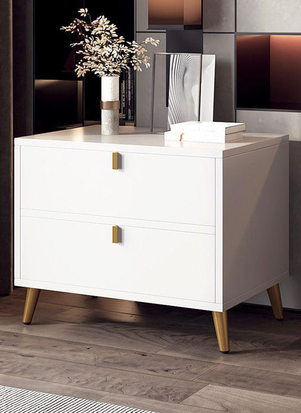European-style Light Luxury Bedside Table with Drawers 48*40*53cm