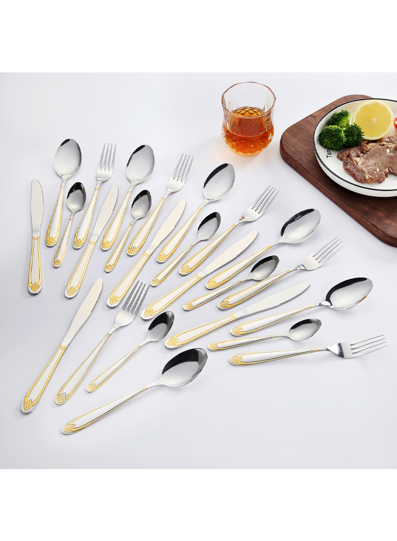 24-Piece Stainless Steel Cutlery Set Silver/Gold