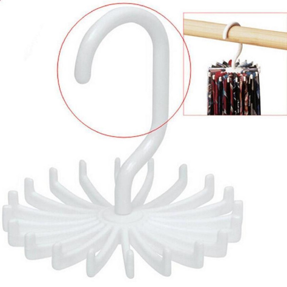 Multifunctional 20-claw Tie Holder Plastic Hook 360 Degree Rotating Folding Tie Holder
