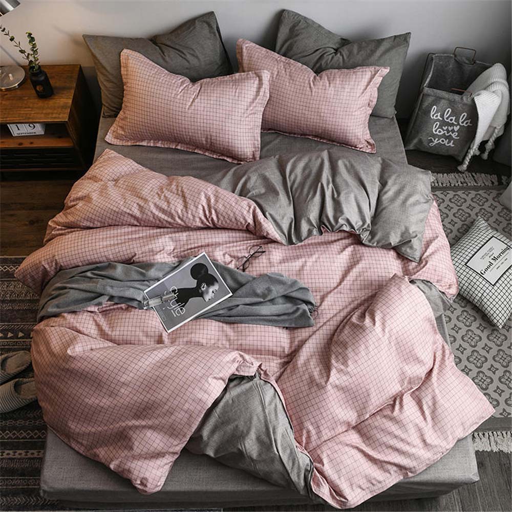 4 Pieces Bed Sheet Set Luxury Cotton Microfiber Soft Quilt Set with 1 Comforter/Quilt Cover, 1 Flat Sheet and 2 Pillowcases Single 2m(200*230cm) Bed