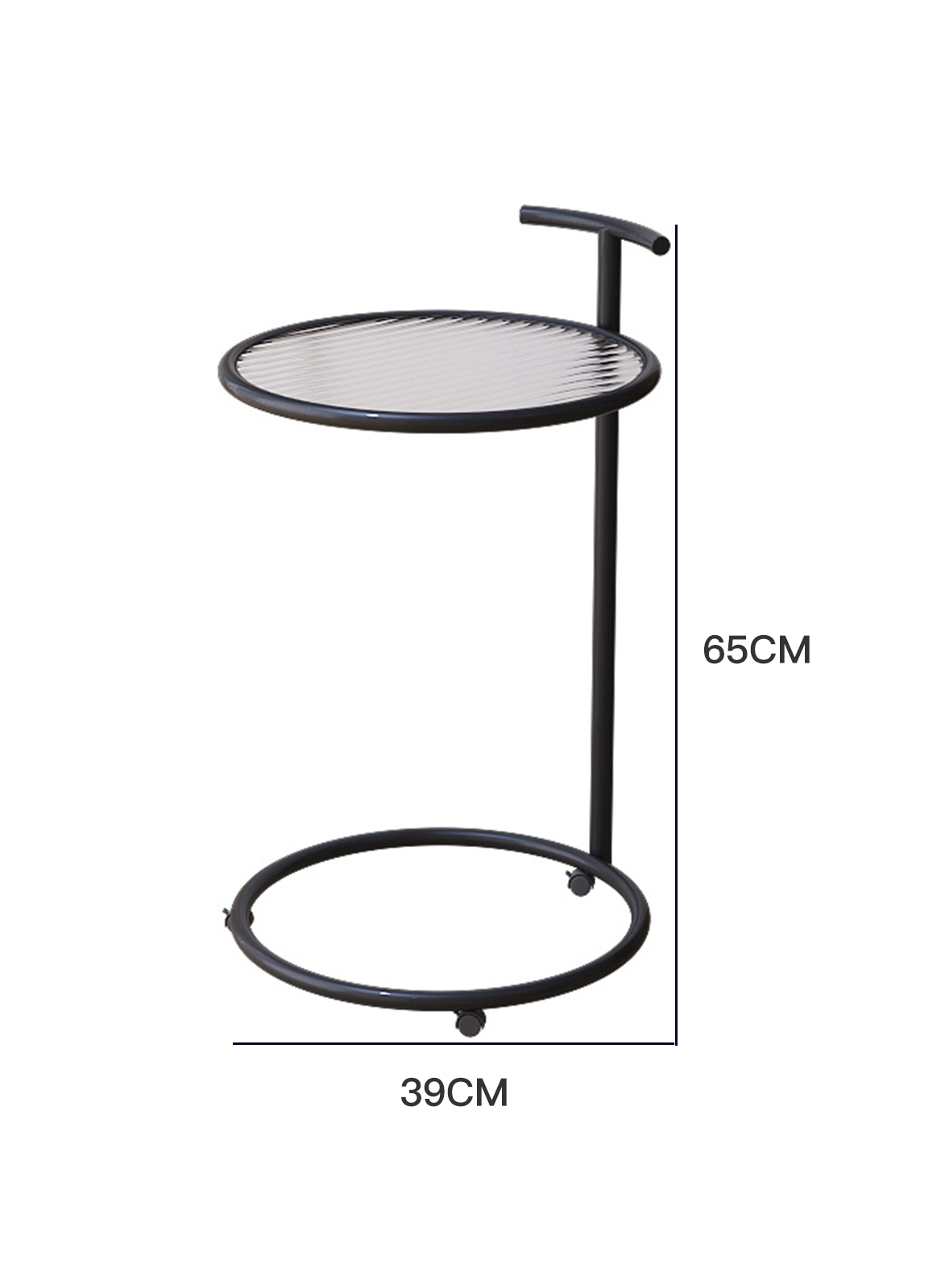 Round Side Table, Transparent Glass End Table with Metal Frame, Modern Coffee Table for Living Room