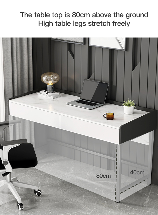Marble Texture Desk Desk With Double Drawers 80*40*80cm