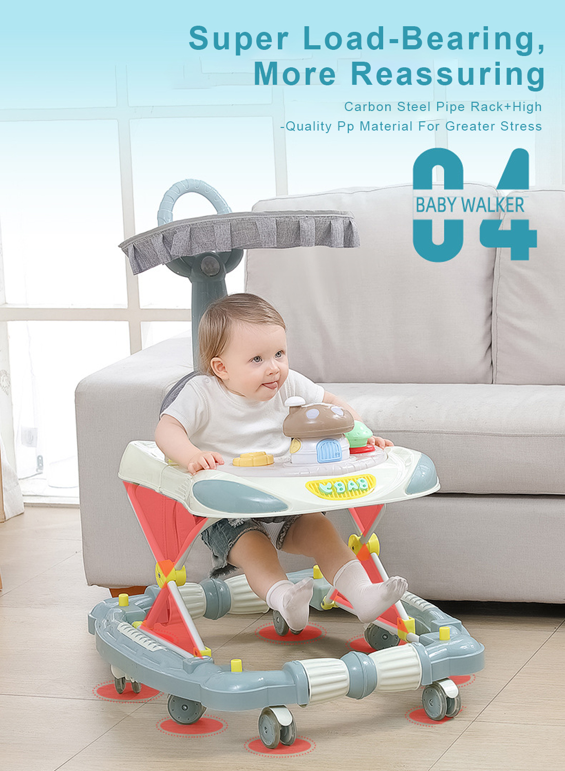 Baby Walker Anti-O Leg Multifunctional Anti-Tip Baby Walking Can Sit and Push Boy and Girl Walker