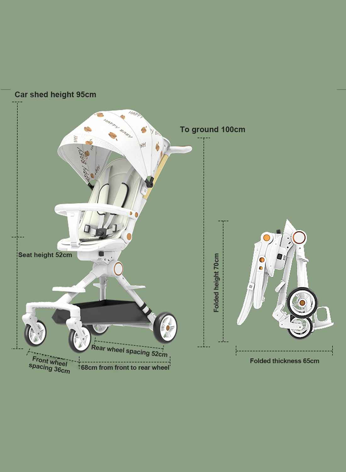 Multi Functional Portable Foldable Children's Stroller with Dining Plate