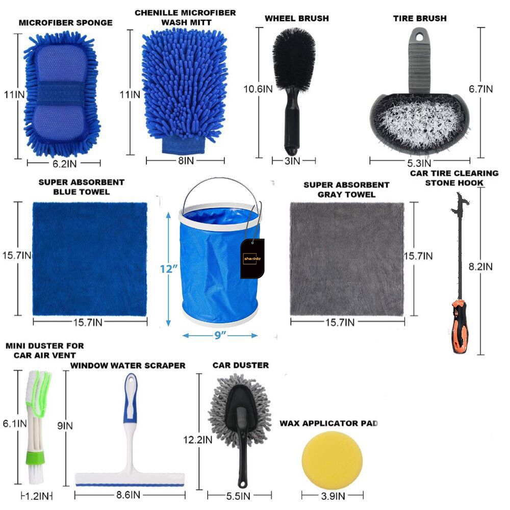15 Pieces Full Set of Car Care Wash Cleaning Tool Kit
