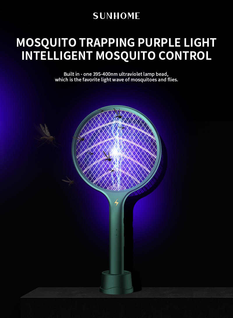 2-in-1 Wall-mounted/Handheld Electric Mosquito Swatter 2000mAh 2W BG-A6 Green