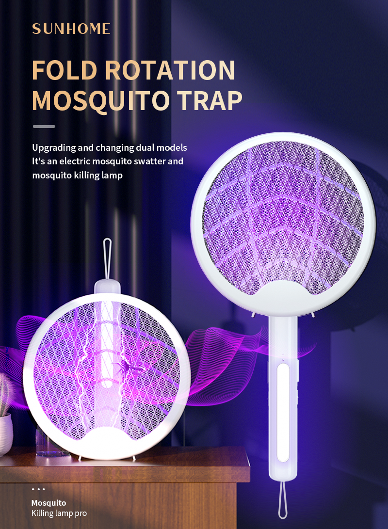 SUNHOME 2-in-1 Retractable Portable Electric Mosquito Swatter