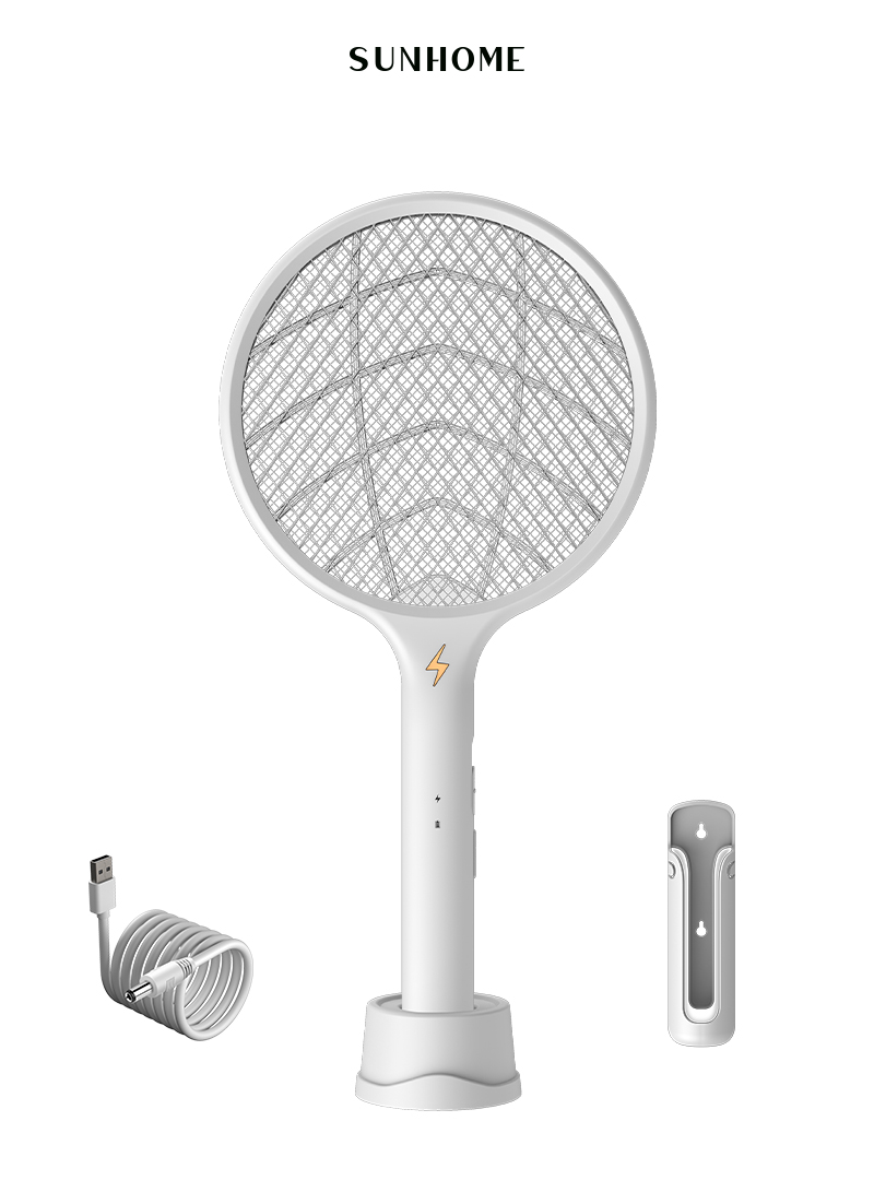 2-in-1 Wall-mounted/Handheld Electric Mosquito Swatter 2000mAh 2W BG-A6 White