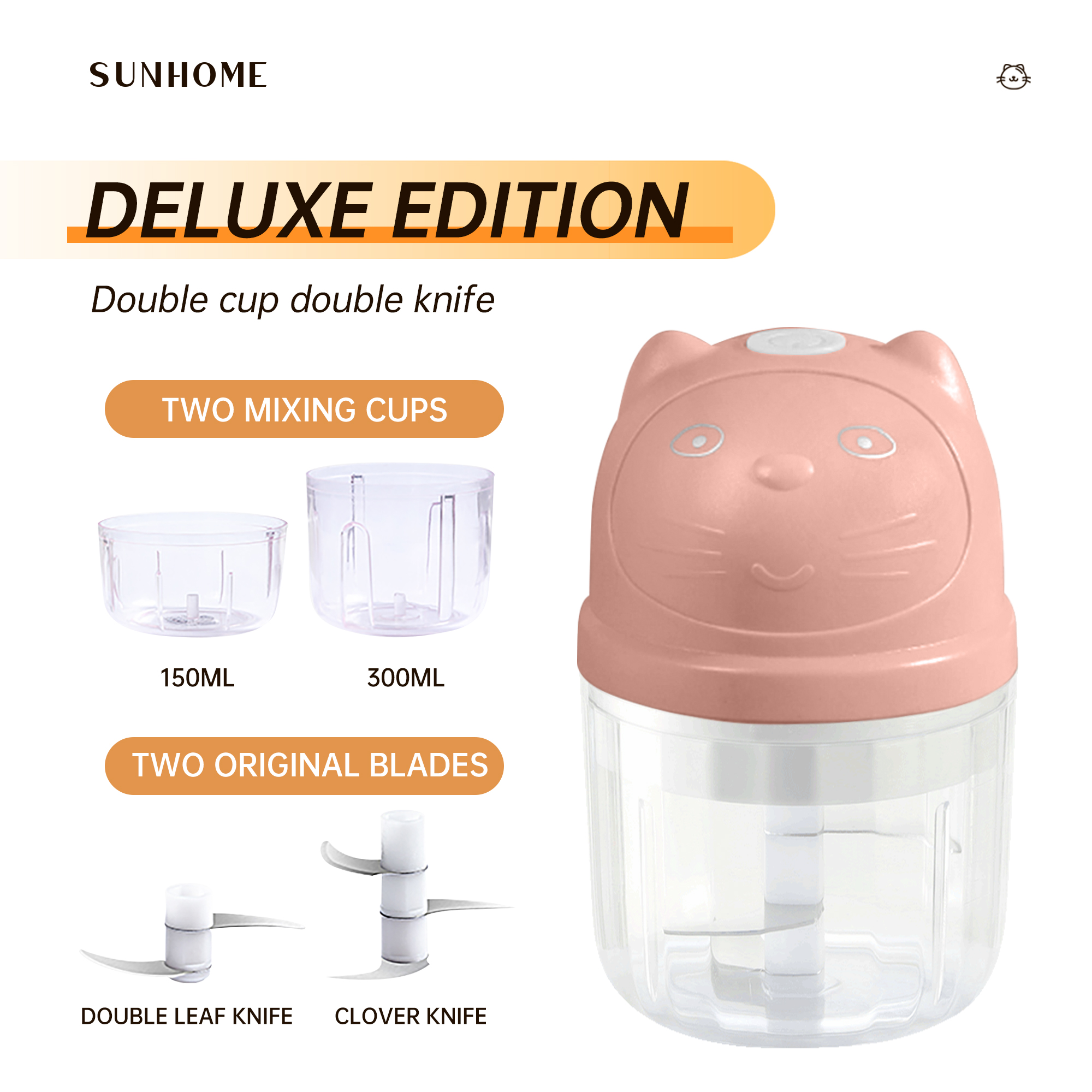 SUNHOME 5-Pieces Mixer Grinder With Usb Pink