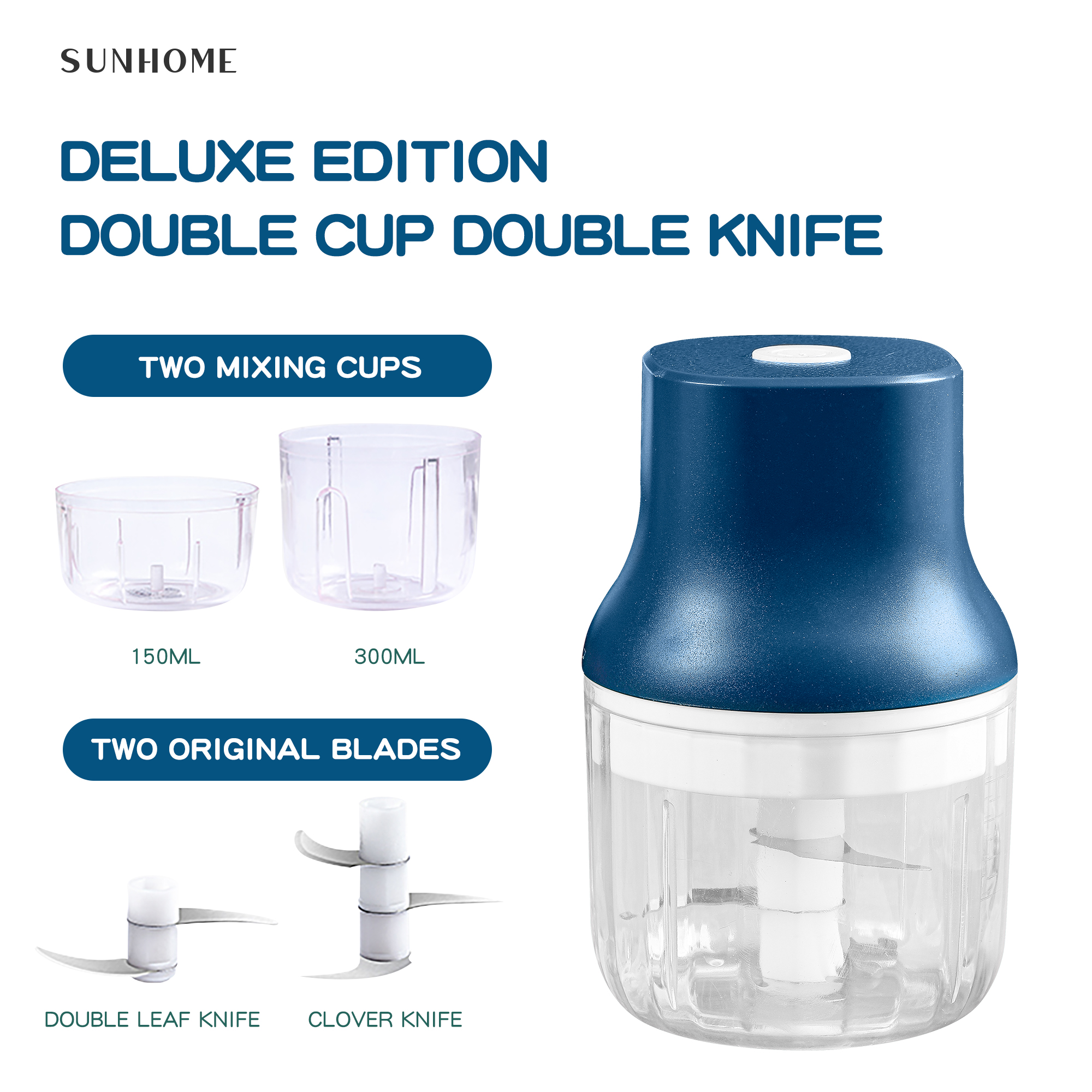 SUNHOME 5-Pieces Mixer Grinder With Usb Blue