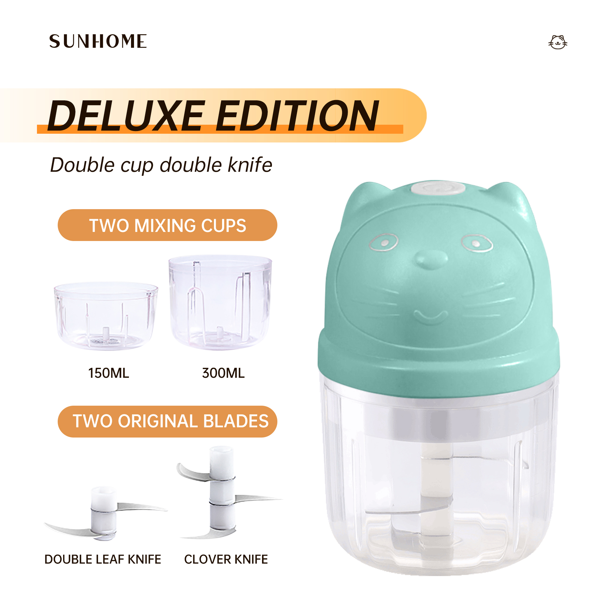 SUNHOME 5-Pieces Mixer Grinder With Usb Green