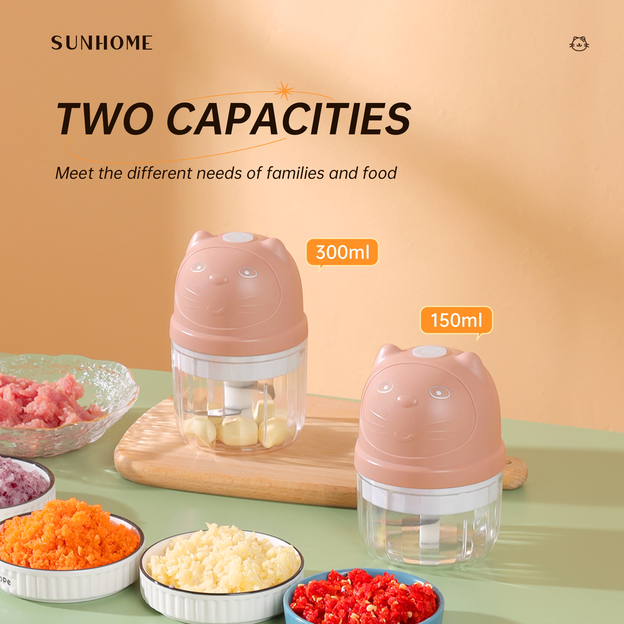 SUNHOME 5-Pieces Mixer Grinder With Usb Pink