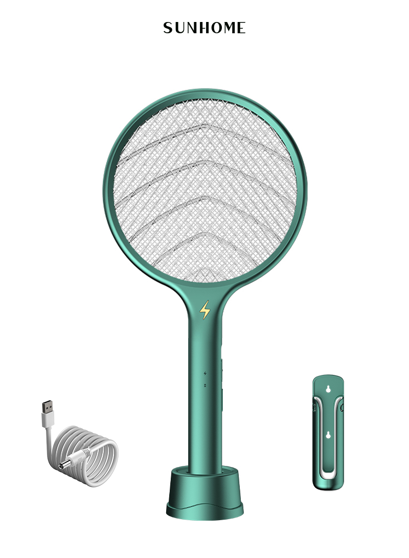 2-in-1 Wall-mounted/Handheld Electric Mosquito Swatter 2000mAh 2W BG-A6 Green