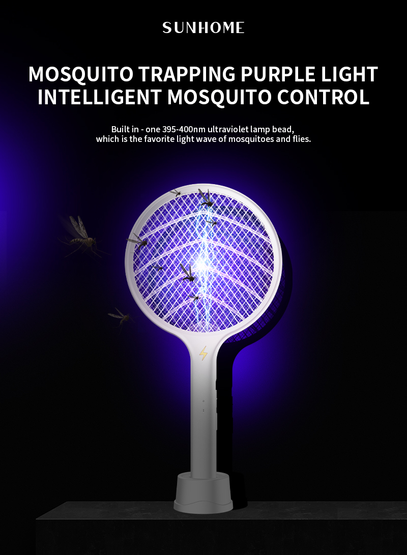 2-in-1 Wall-mounted/Handheld Electric Mosquito Swatter 2000mAh 2W BG-A6 White