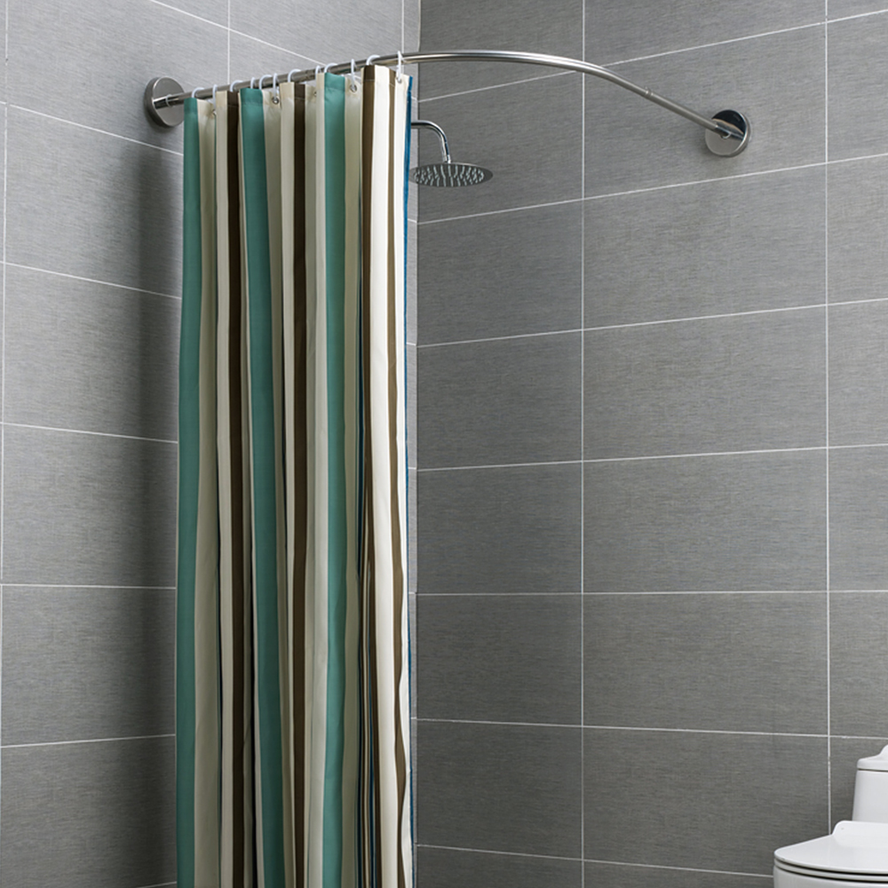 Punch-free Shower Curtain Rod Set  Bathroom Shower Room Semi-u-shaped Bathroom Shower Rod Rack Support Rod 95*95cm