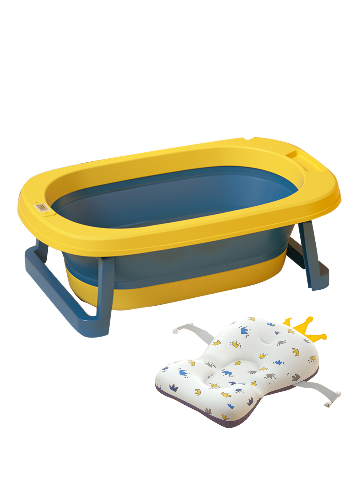 Children's Folding Bathtub with Cushion and Thermometer