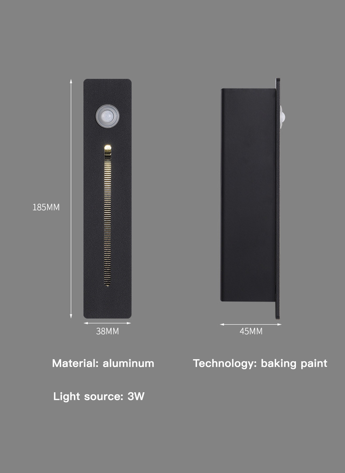 LED 4000K Intelligent Human Body Sensing Waterproof Floor Light 3W