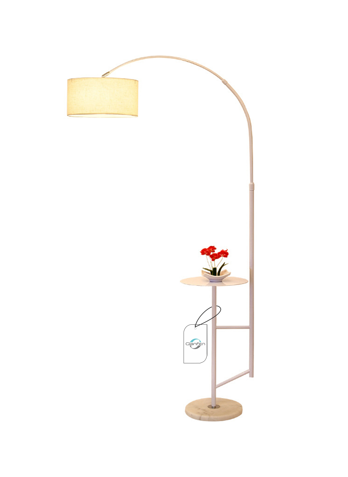 Pure Natural Marble Floor Lamp Height Adjustable (with Shelf)