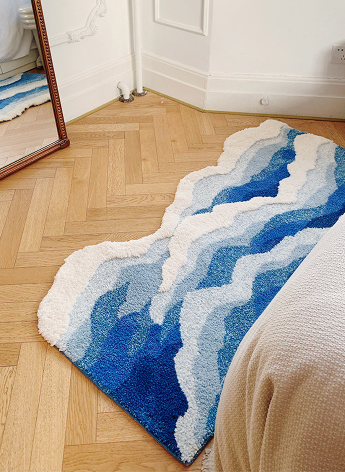 Bedroom Bedside Blanket Surf Decorative Flocking Floor Mat 80x155CM