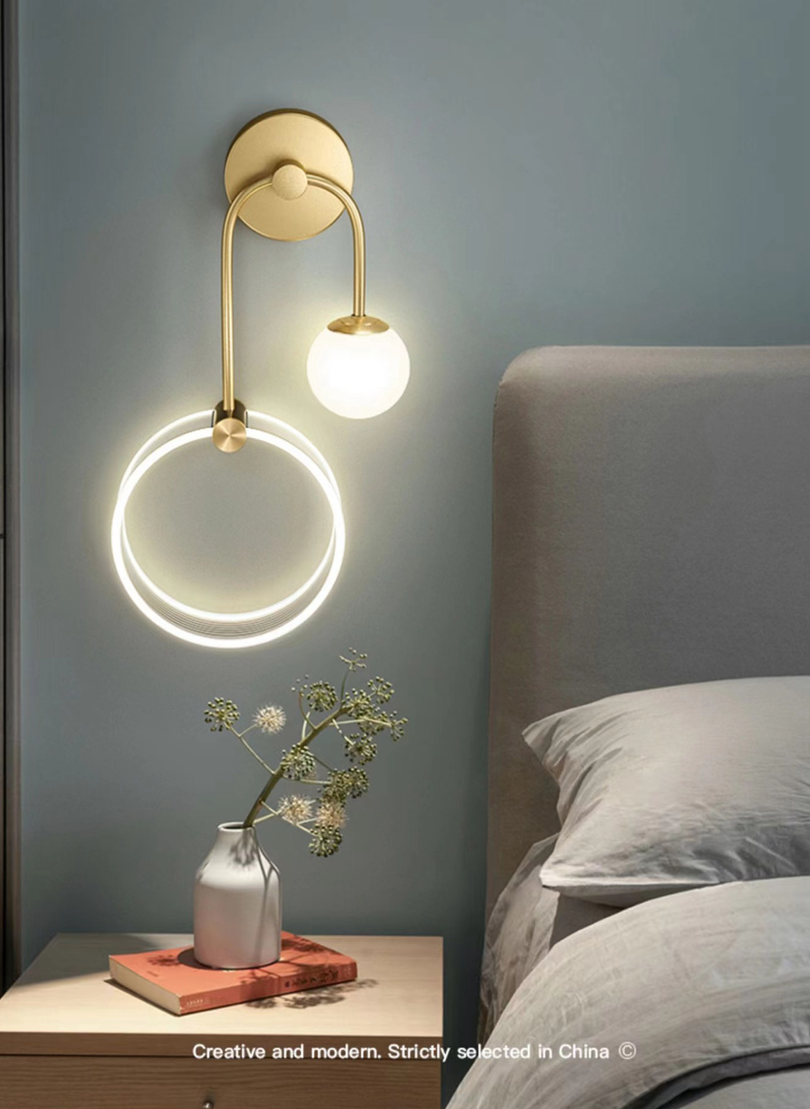 Modern Minimalist Ball Lamp Study Lamp Bedroom Wall Lamp 15*45CM