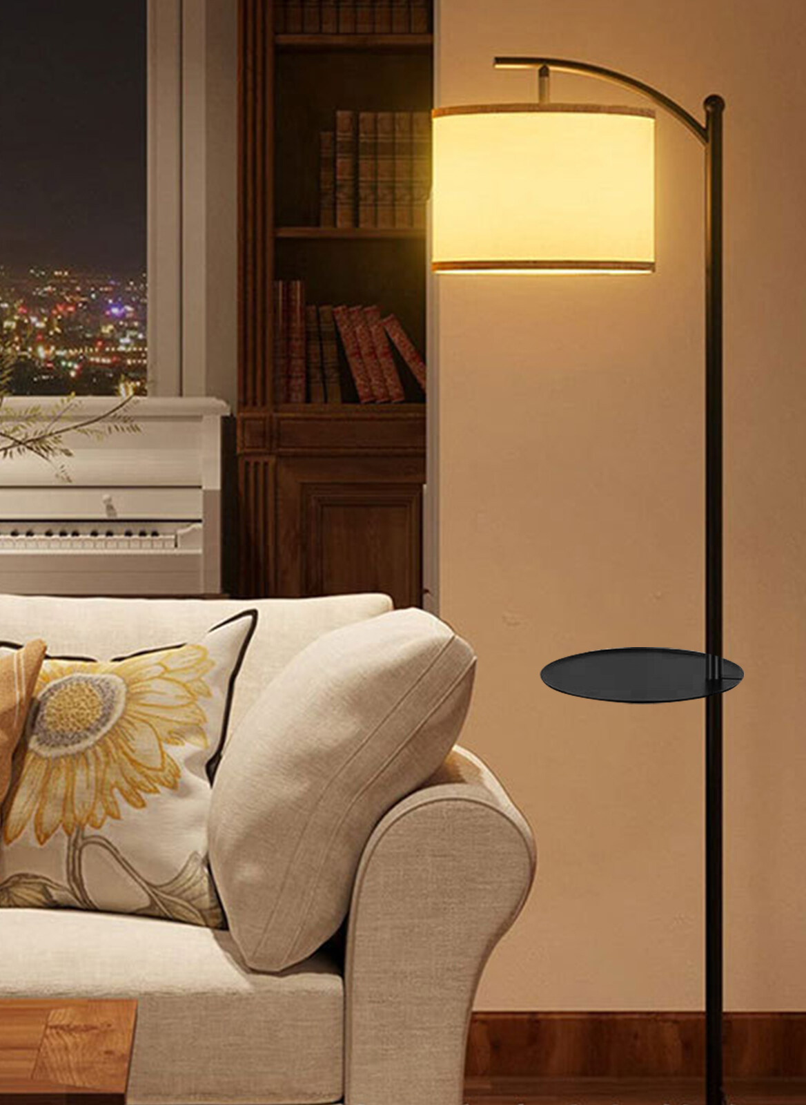 Adjustable 3-Color Floor Lamp with Shelf for Living Room and Bedroom (D28*H170CM)