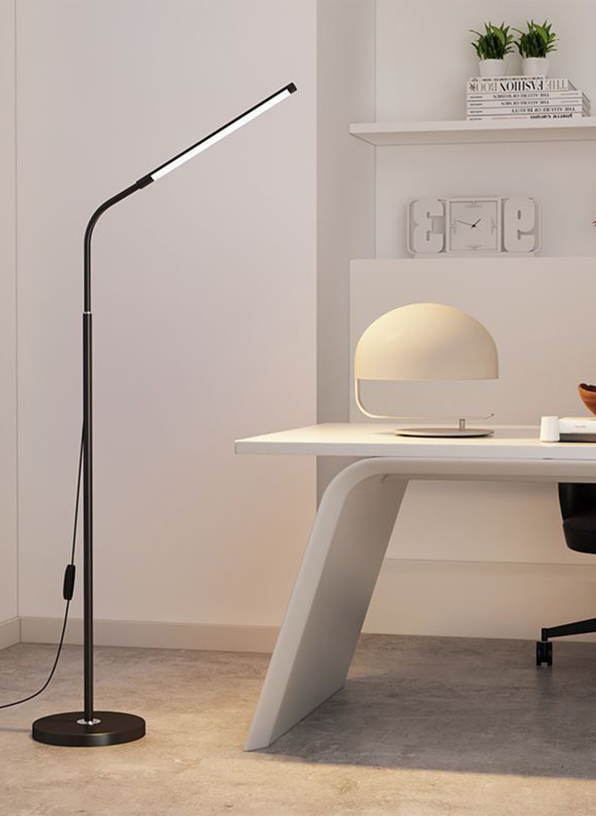 Bedroom Study USB/DC Vertical Floor Table Lamp Portable Lamp 12W, Dimmable and Color-Adjustable (UK)