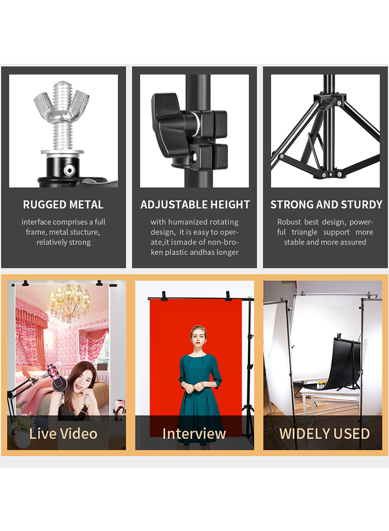 Professional Photography Photo Backdrop Stands T-Shape Background Frame Support System Stands With Clamps for Video Studio