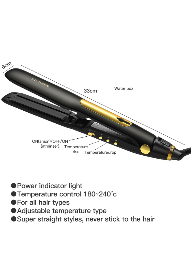 SUNHOME Professional Hair Straightener with Steam Black/Gold