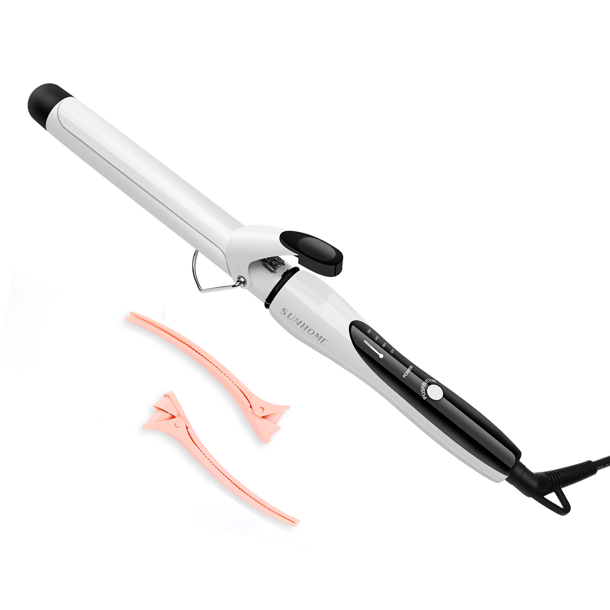 SUNHOME Professional Curling Iron Wand, 28mm Hair Curler and 4 Adjustable Temps for Professional Hair Styling(White)