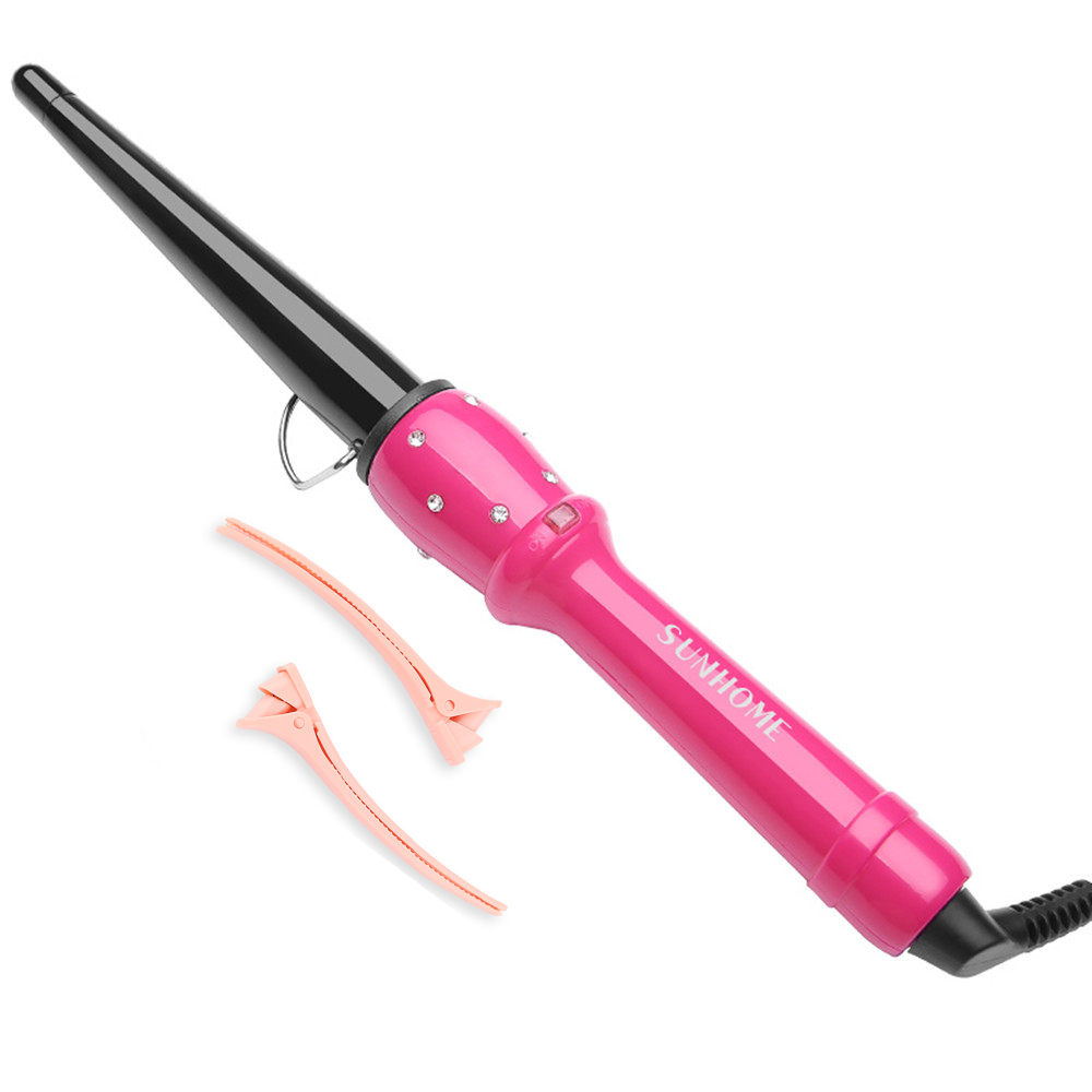 SUNHOME Tapered Curling Wand，25mm Professional Ceramic Hair Curling Wand，Instant Heat Hair Curler