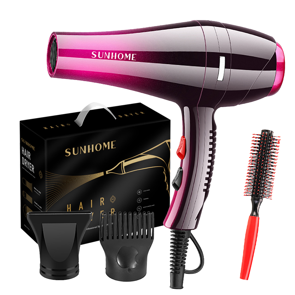 SUNHOME Hair Blow Dryer,Powerful 2000 Watt with AC Motor,Quick Drying Salon Hairdryers with Diffuser Fast Drying Blow Dryer Lightweight Best Soft Touch