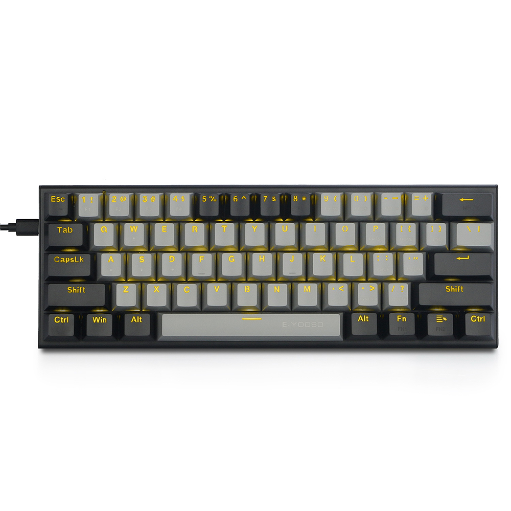 Z11 60% Mechanical Keyboard, Mechanical Gaming Keyboard Wired with Yellow LED Backlit for Windows, Mac OS