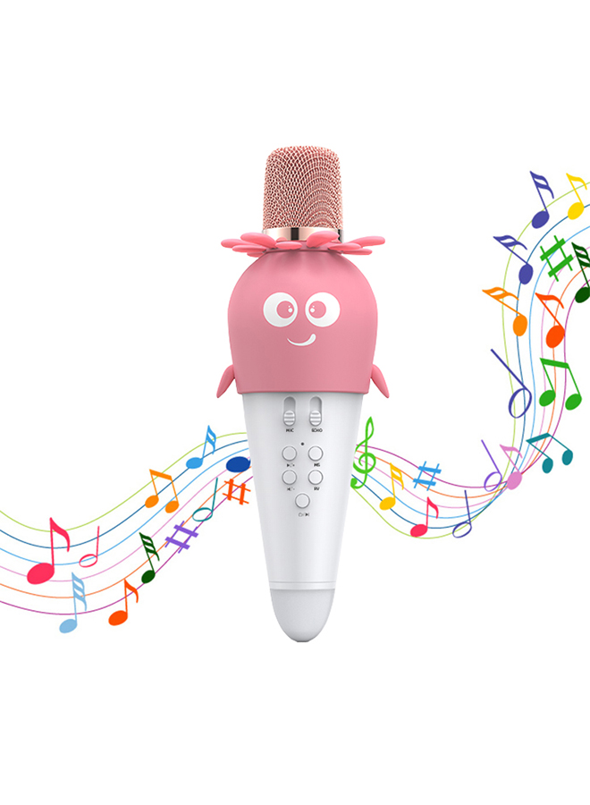 Multifunction Portable 2-in-1 Bluetooth Microphone, 4D Stereo Speaker, with LED Ambient Light, 1800mAh, K5, Pink