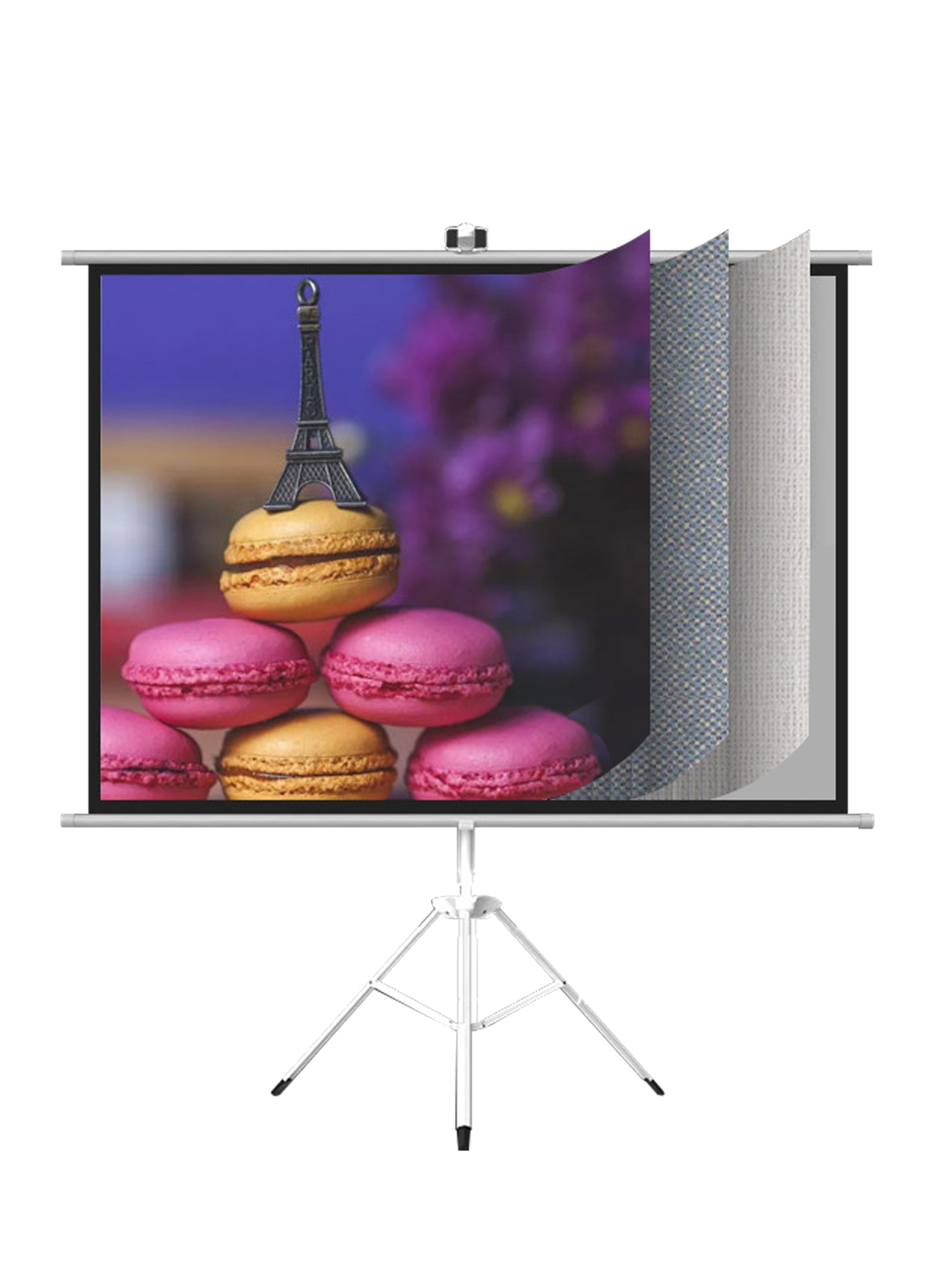 84 inch 16:9 Portable Projection Screen, 2-in-1 Wall Mount & Tripod Stand. White Fiberglass Material, Projector Screen for Outdoor and Indoor