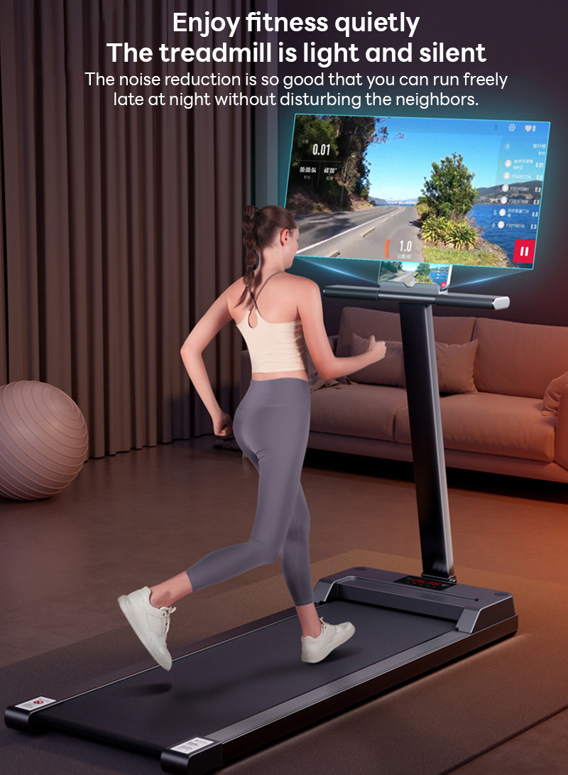 1~6KM/H 2.0HP Smart Home Ultra-Quiet Fitness Flat Treadmill, Portable Folding Walking Treadmill