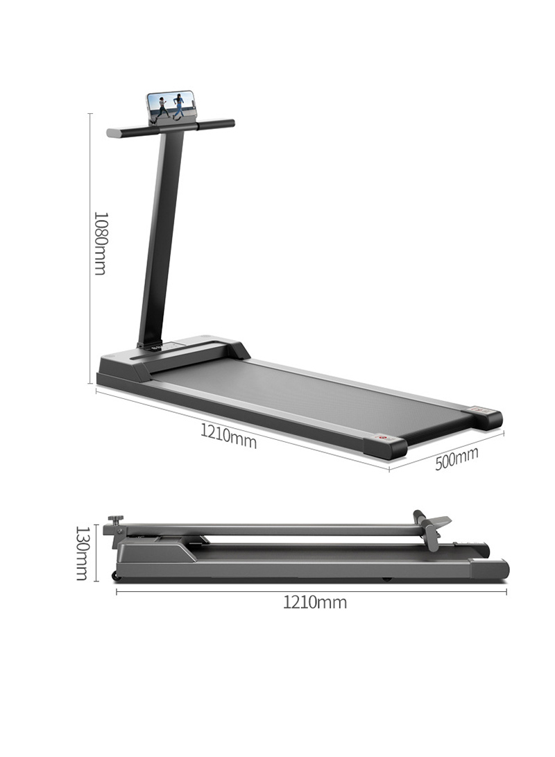 1~6KM/H 2.0HP Smart Home Ultra-Quiet Fitness Flat Treadmill, Portable Folding Walking Treadmill