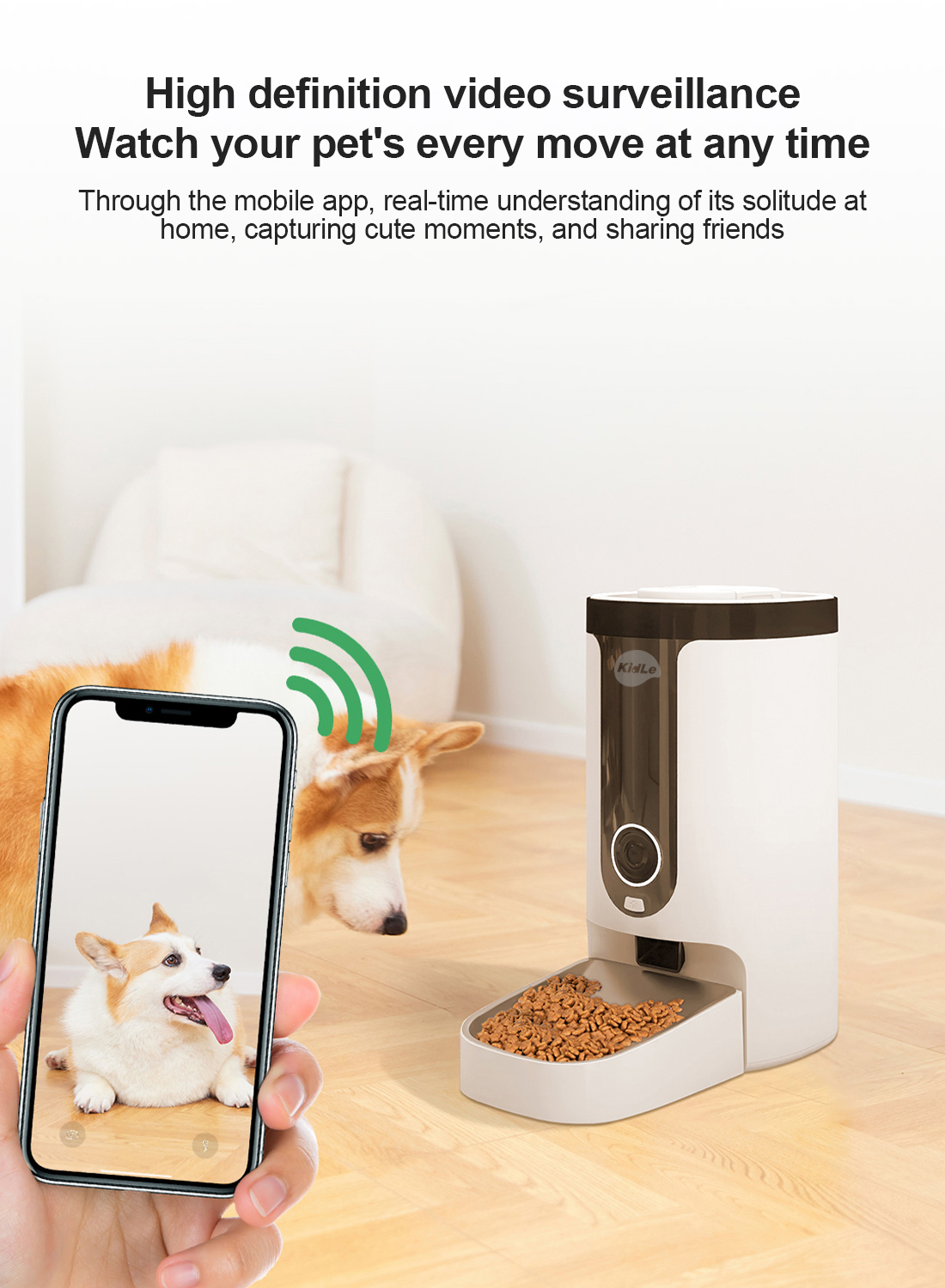 Automatic Cat Feeder with Camera, 1080P HD Video with Night Vision, 2.4G WiFi Pet Feeder with 2-Way Audio, 4L Automatic Cat &amp; Dog Food Dispenser,Low Food &amp; Blockage Sensor