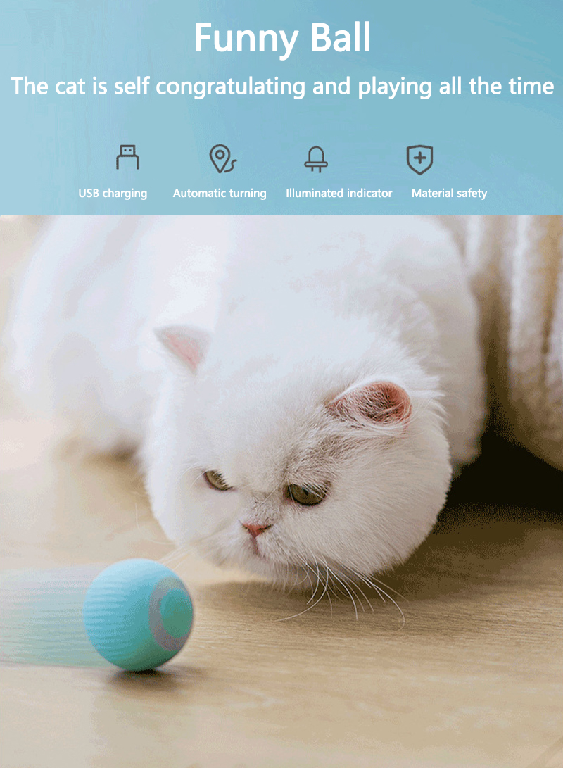 Smart Interactive Cat Toy USB Rechargeable Automatic Cat Toys Ball