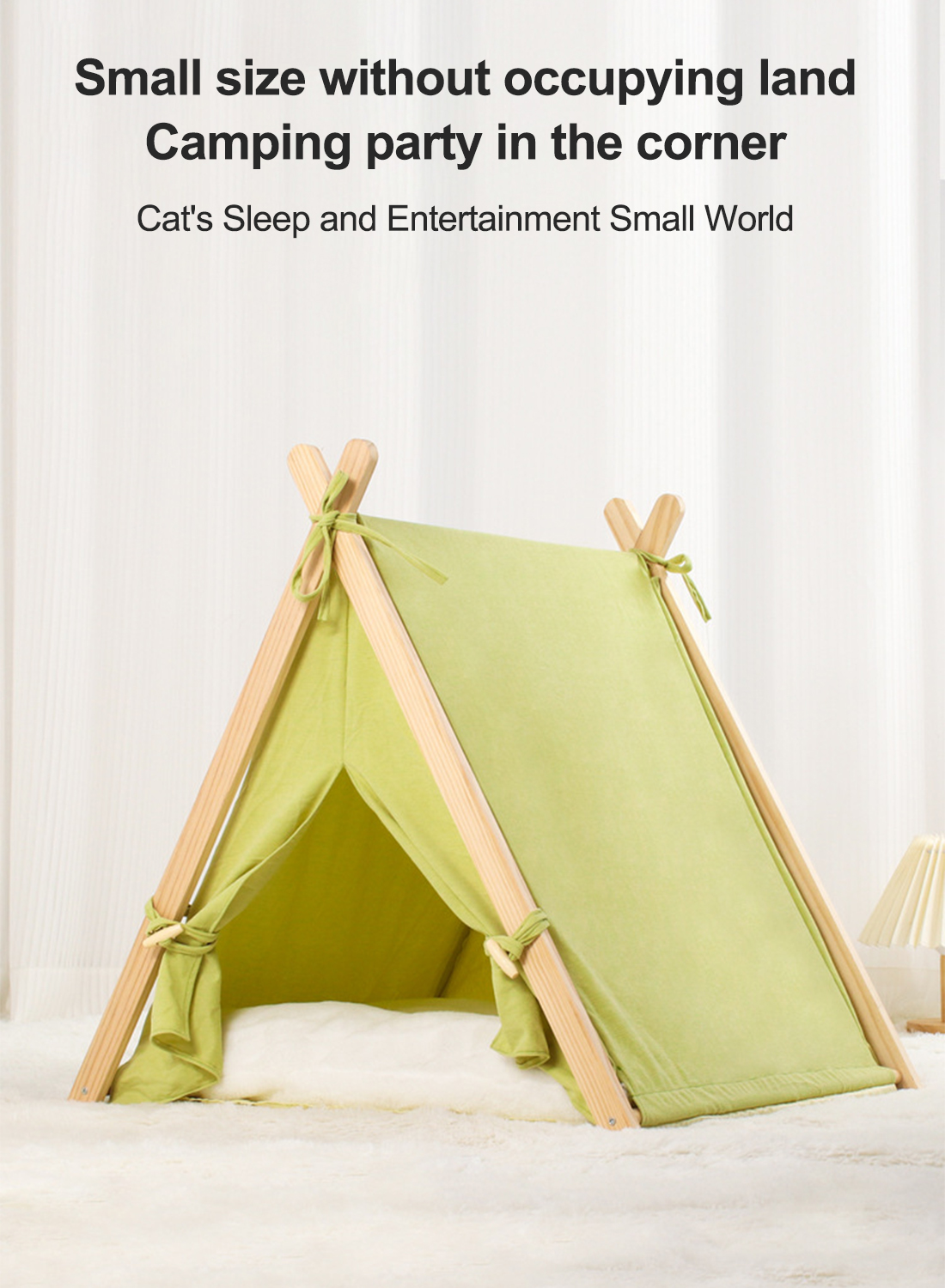 All Season Universal Pet Tent For Cats And Small Dogs Enclosed Pine Warm Cat Tent Indoor With Soft Cushion