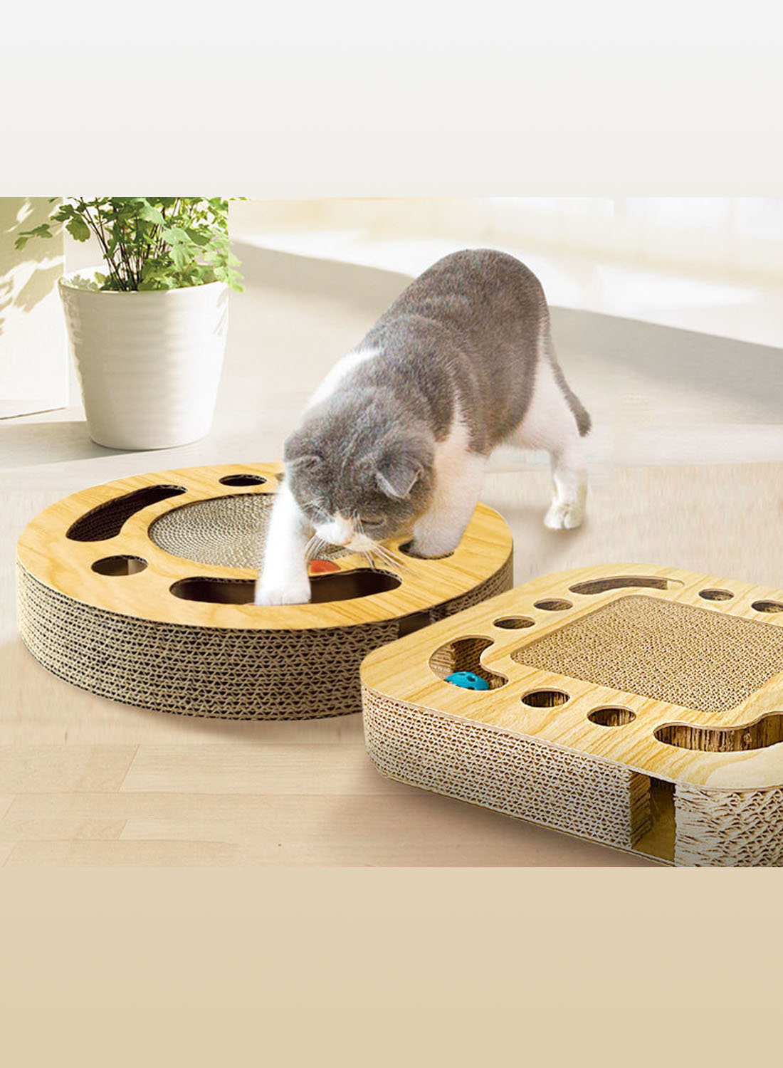 Game Tray Cat Scratching Board With Rattling Balls Cat Toys Pet Toys